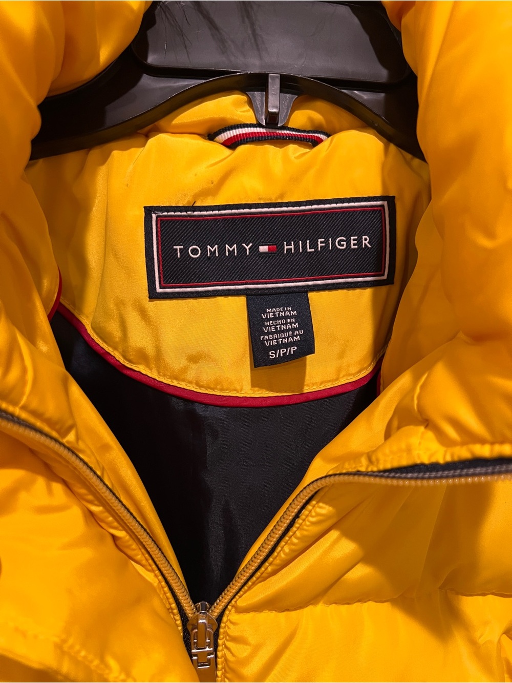 Tommy Hilfiger Yellow Midi Puffer Winter Jacket Faux Fur Hood - Picture 5 of 9